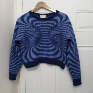 Paloma wool womens large blue matrix sweater wool alpaca cropped